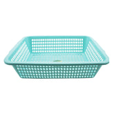 Plastic Washing Basket(42*31.5*11CM) in teal color, ideal for laundry and organizing.